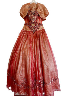 NWT Quinceañera Orange Garnet Dress with Train Size 6 NWT